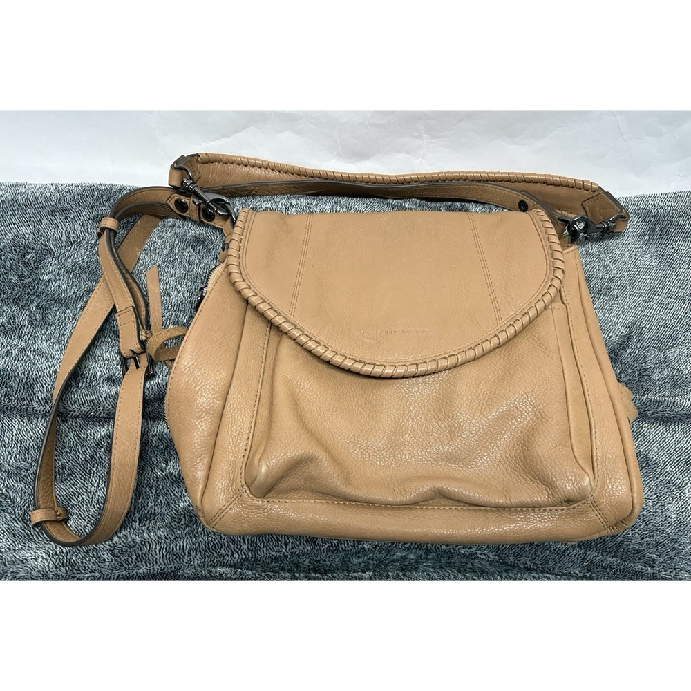 Aimee Kestenberg Womens Beige All For Love Leather Mini Crossbody Purse Bag